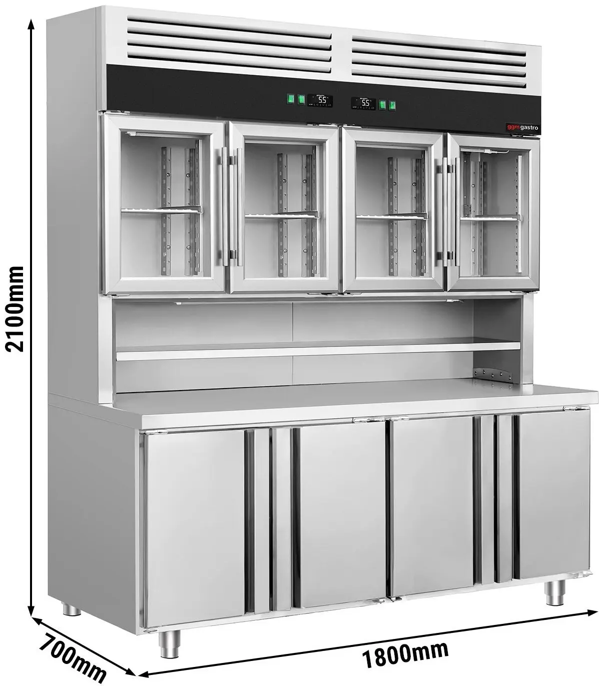 Masa frigorifica cu dulap superior GGM Gastro KKC4T7 (Inox) - 10