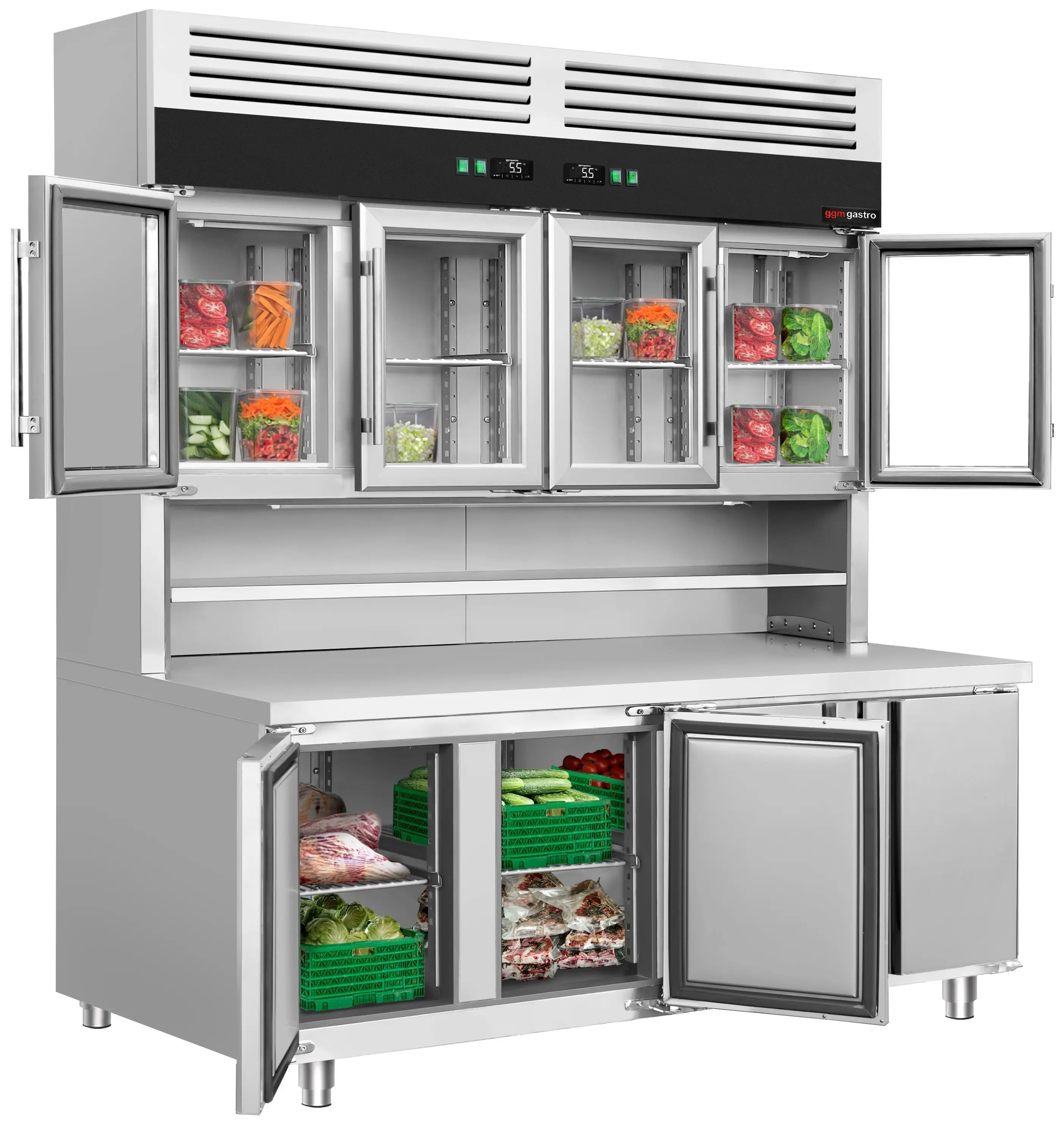 Masa frigorifica cu dulap superior GGM Gastro KKC4T8 (Inox) - 2