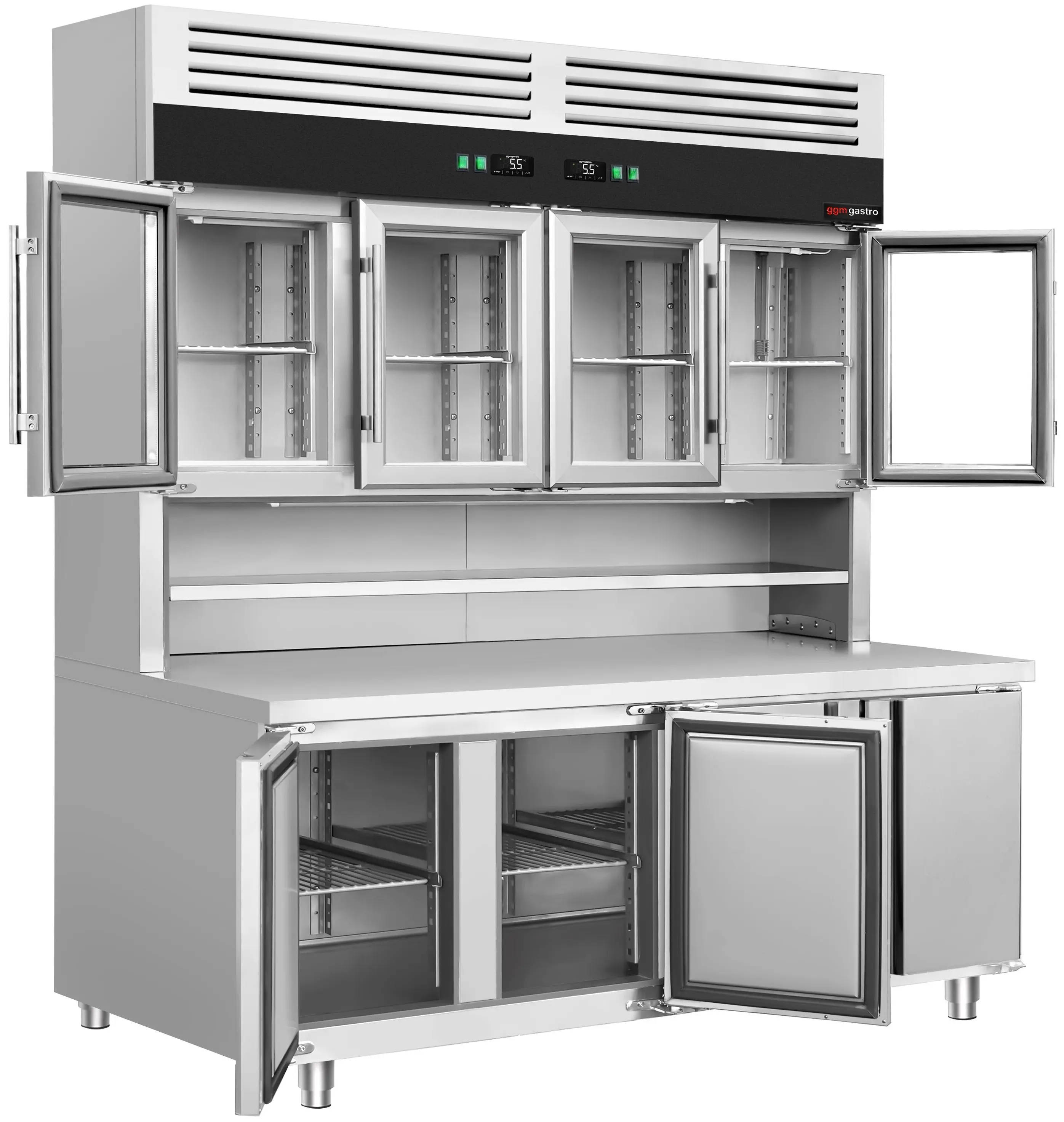 Masa frigorifica cu dulap superior GGM Gastro KKC4T8 (Inox) - 3