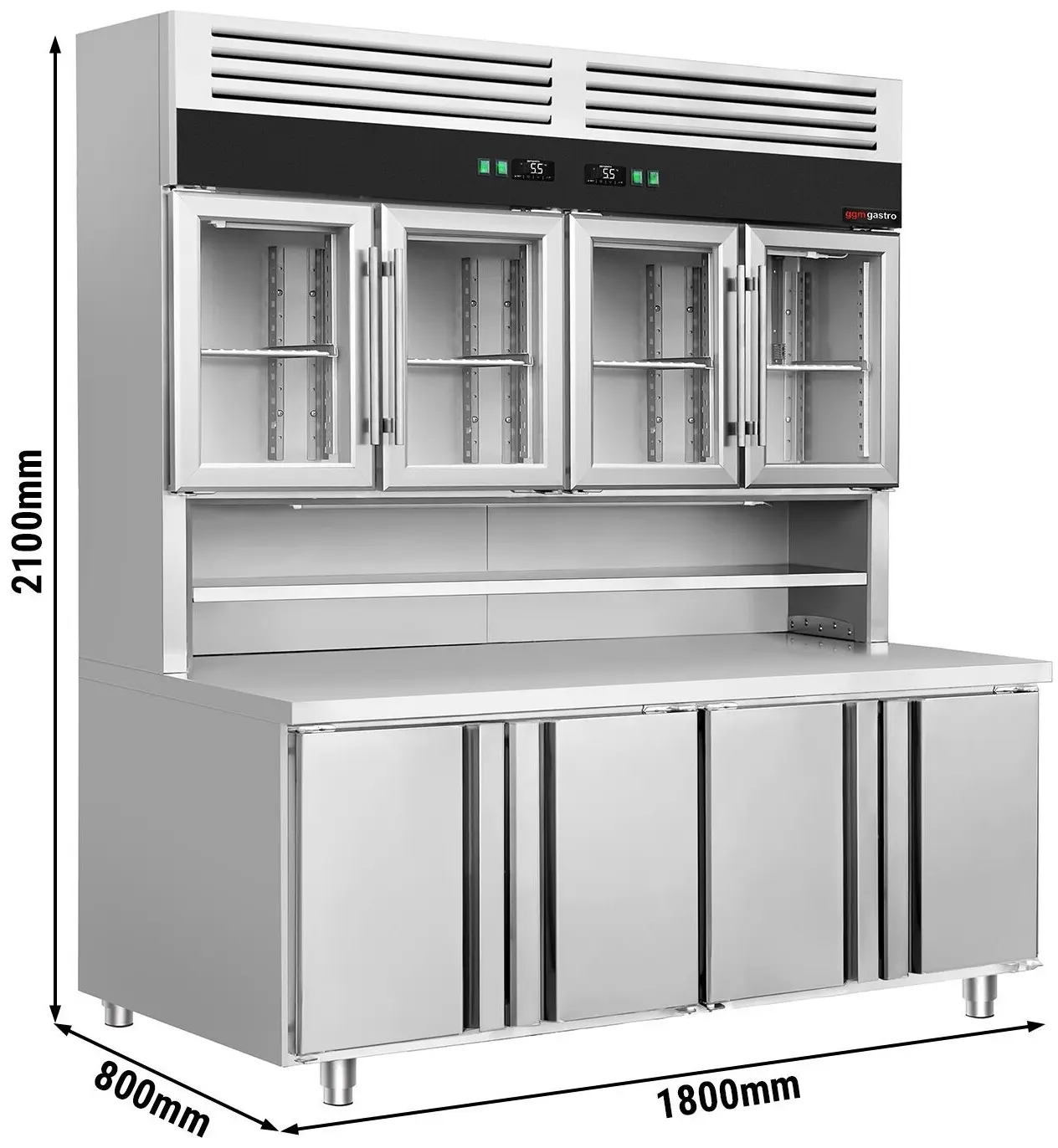 Masa frigorifica cu dulap superior GGM Gastro KKC4T8 (Inox) - 10