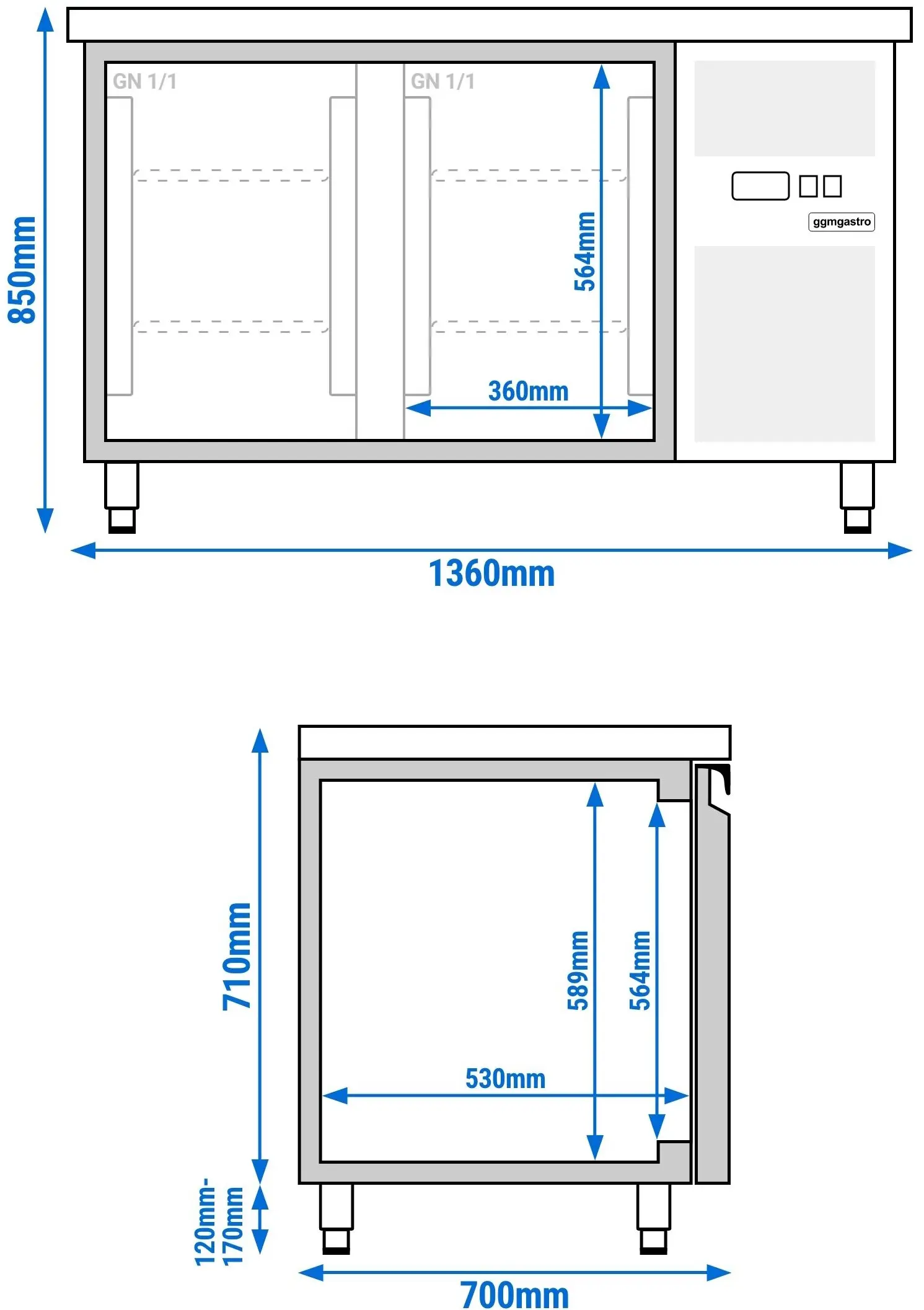 Masa congelatoare GGM Gastro GTS147ND (Inox) - 11