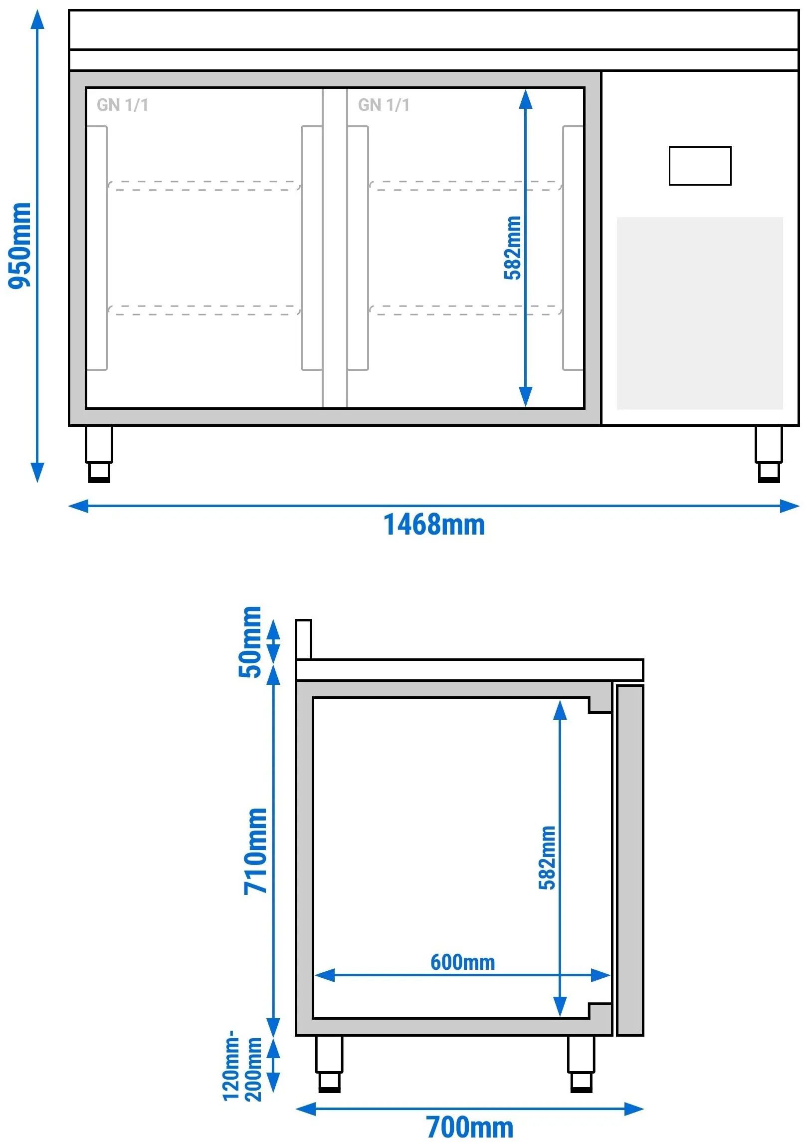 Морозильный стол GGM Gastro TKI157 (Inox) - 8