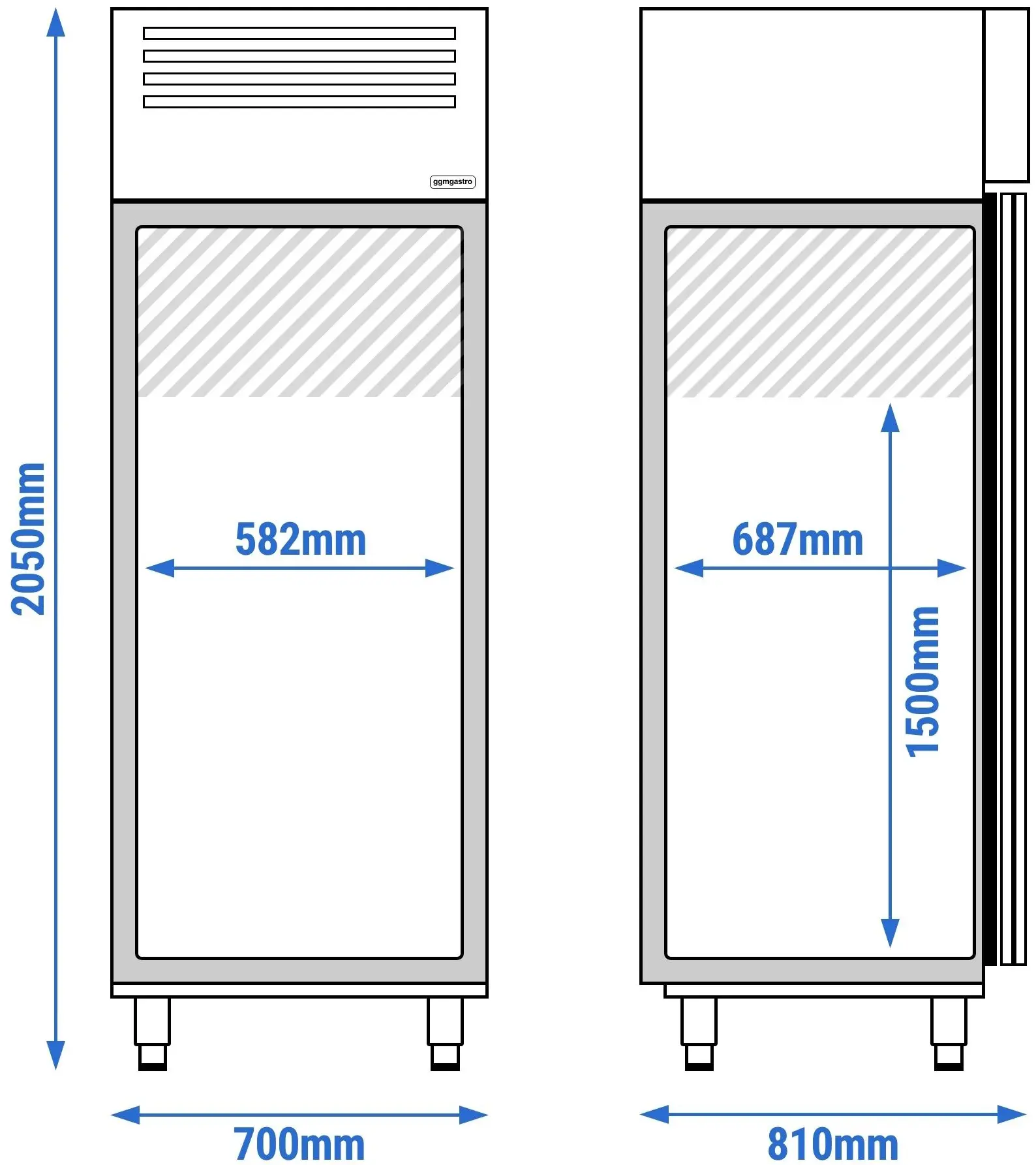 Dulap de congelare cu ușă de trecere GGM Gastro Premium TKSF700T2 (Inox) - 9