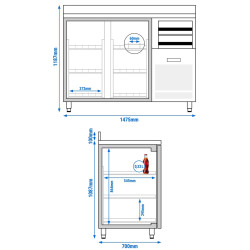 Masa frigorifica pentru bar GGM Gastro BGFI157 (Inox) Thumb