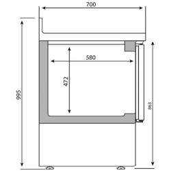 Masa frigorifica pentru bar GGM Gastro BGI107M (Inox) Thumb