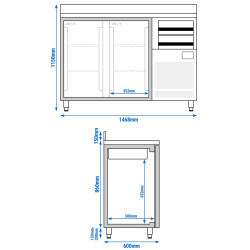 Masa frigorifica pentru bar GGM Gastro BGI156H (Inox) Thumb