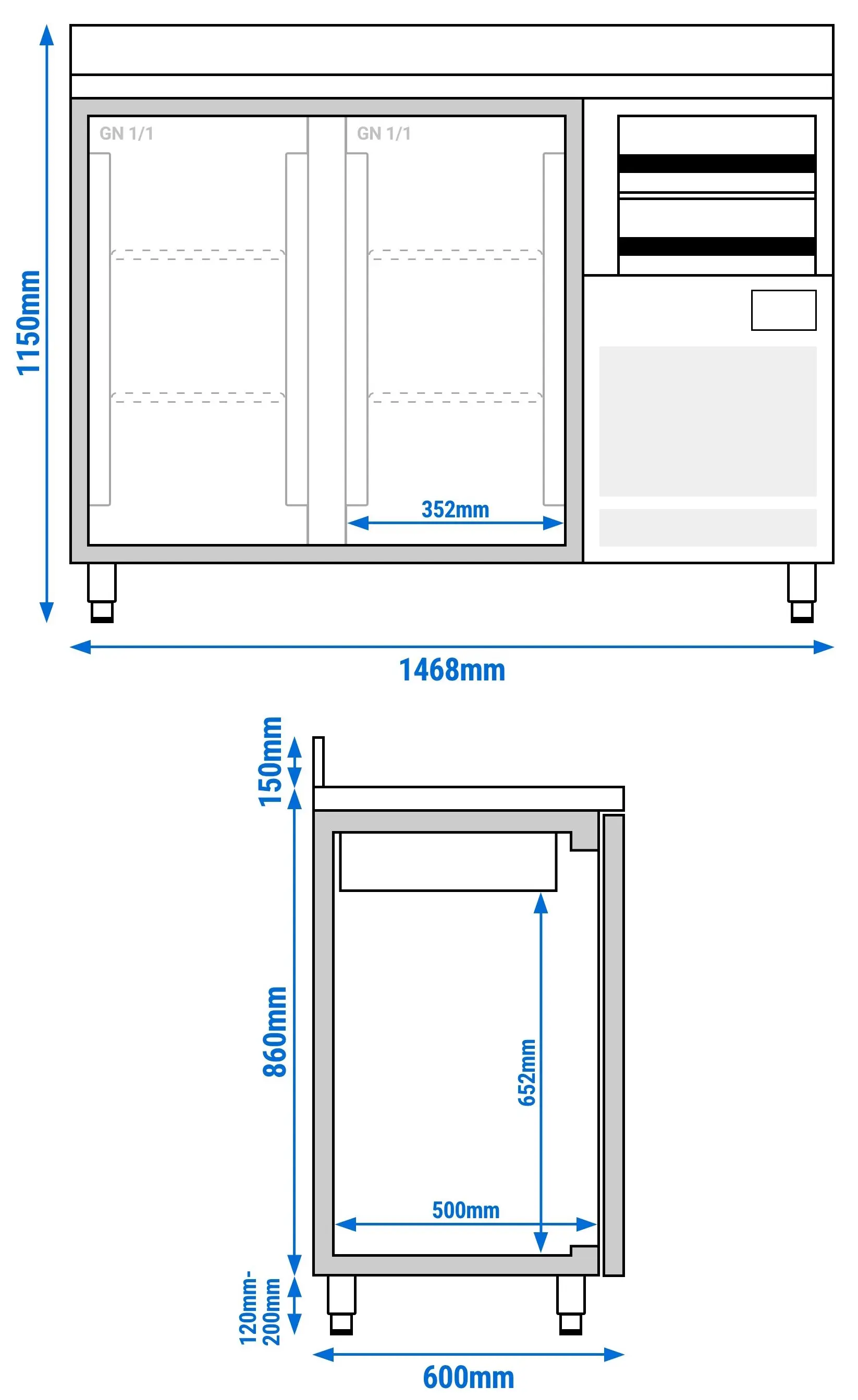 Masa frigorifica pentru bar GGM Gastro BGI156H (Inox) - 6