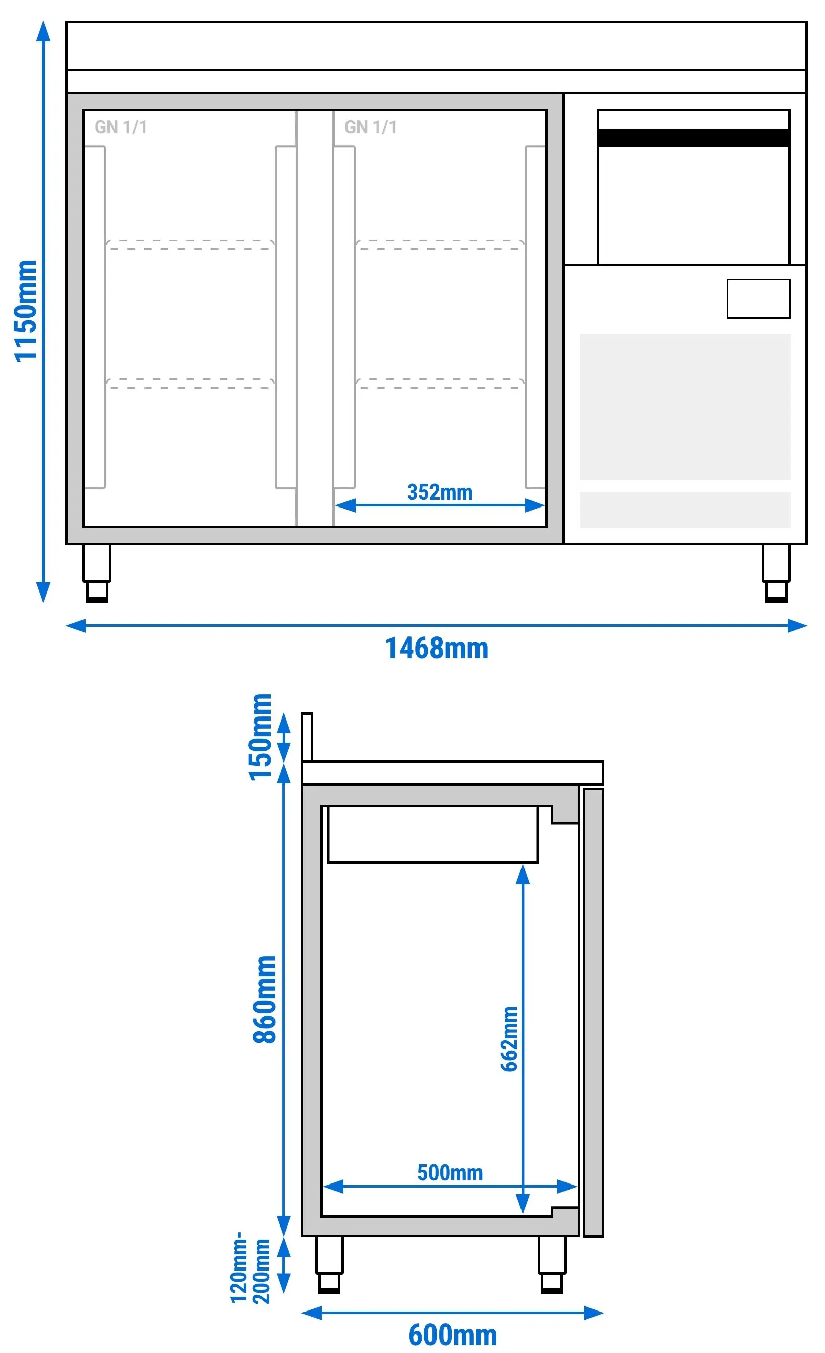 Masa frigorifica pentru bar GGM Gastro BGI156HA (Inox) - 7