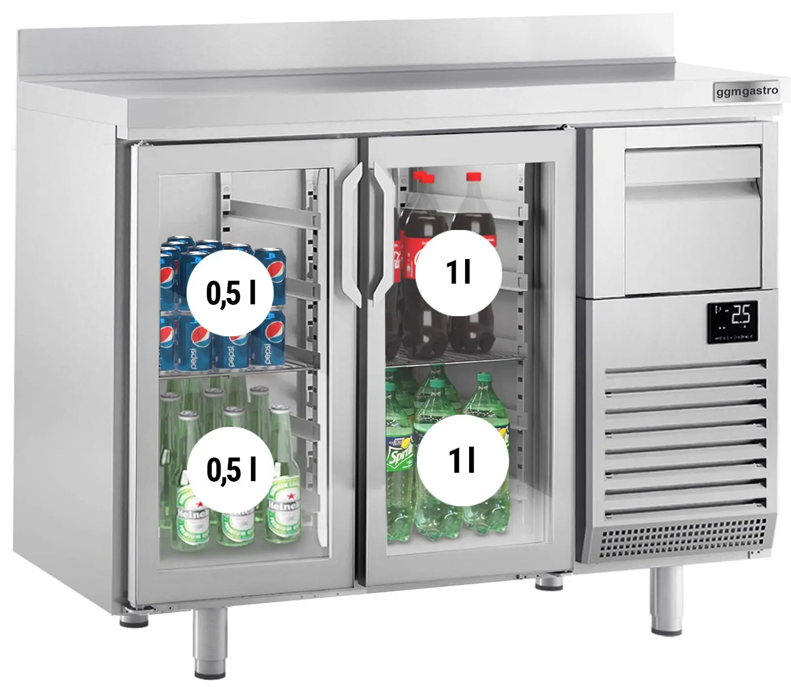 Masa frigorifica pentru bar GGM Gastro BGI156HGA (Inox) - 2