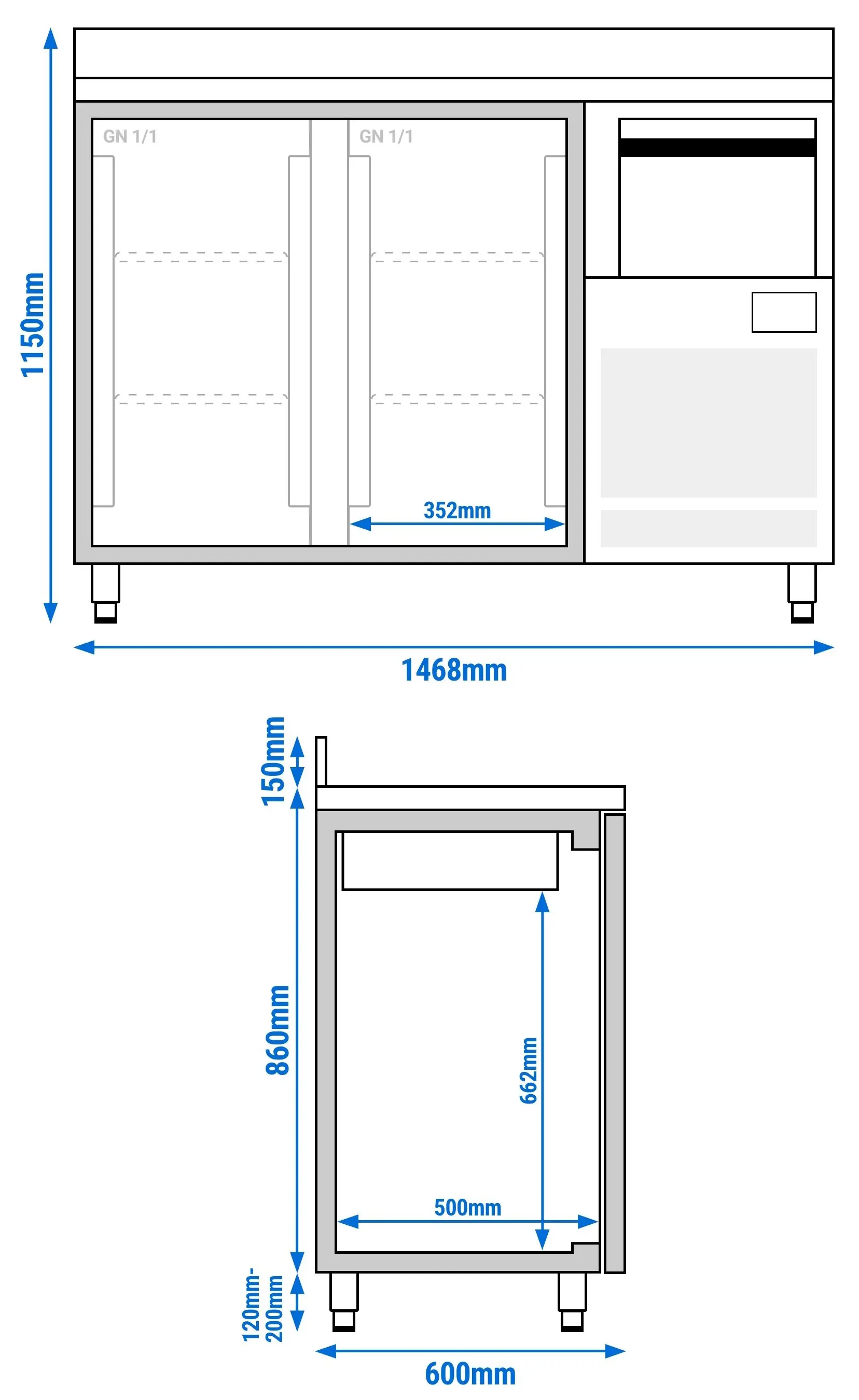 Masa frigorifica pentru bar GGM Gastro BGI156HGA (Inox) - 7