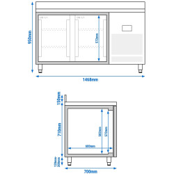 Masa frigorifica pentru bar GGM Gastro BGI157 (Inox) Thumb