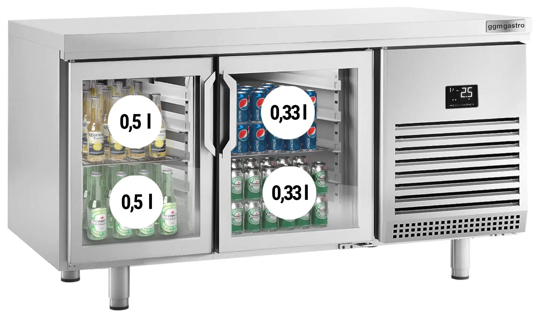 Masa frigorifica pentru bar GGM Gastro BGI168GB (Inox) - 2