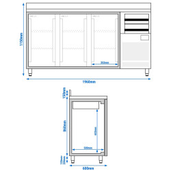 Masa frigorifica pentru bar GGM Gastro BGI206H (Inox) Thumb