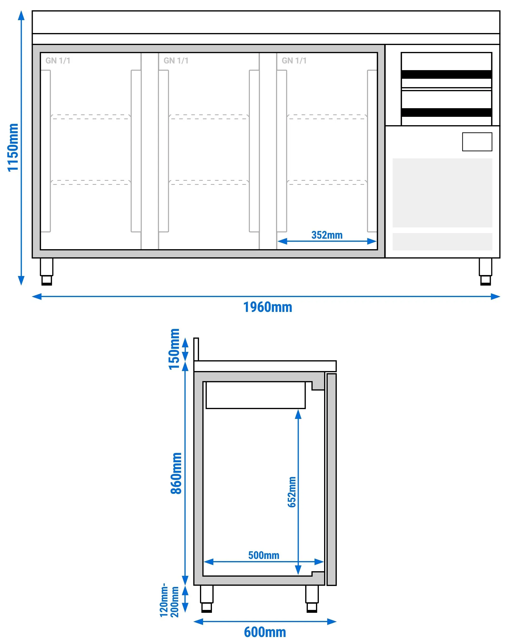 Masa frigorifica pentru bar GGM Gastro BGI206H (Inox) - 6