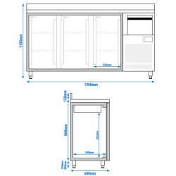 Masa frigorifica pentru bar GGM Gastro BGI206HA (Inox) Thumb