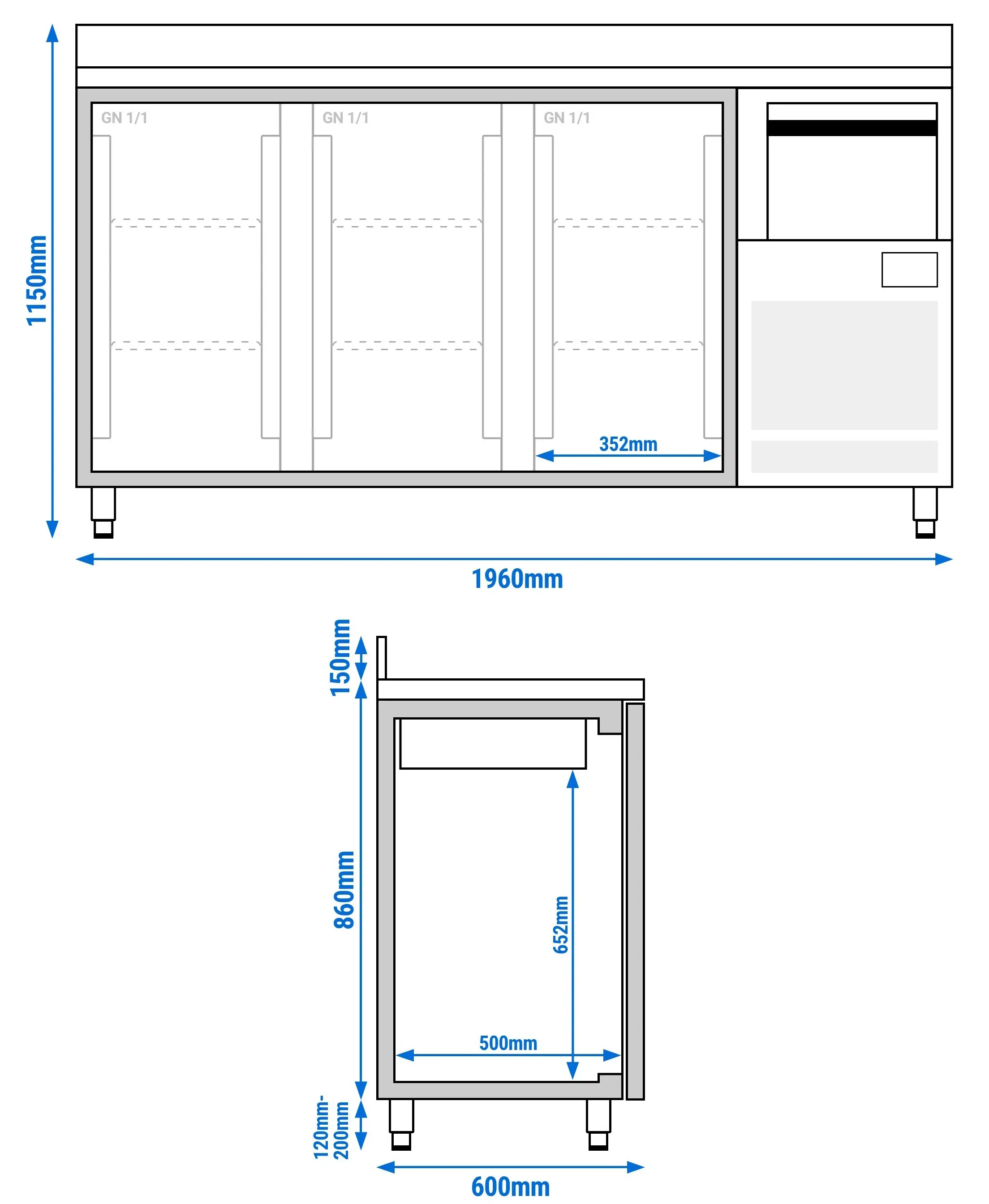 Masa frigorifica pentru bar GGM Gastro BGI206HA (Inox) - 7