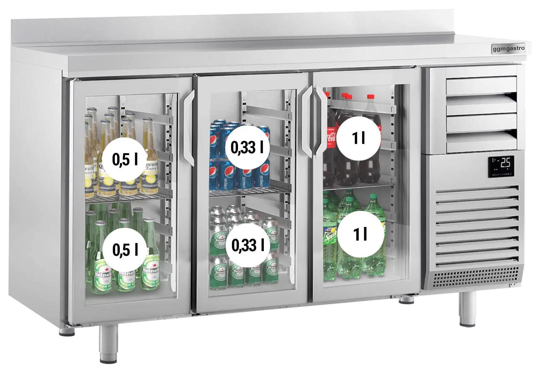 Masa frigorifica pentru bar GGM Gastro BGI206HG (Inox) - 2