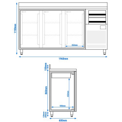 Masa frigorifica pentru bar GGM Gastro BGI206HG (Inox) Thumb