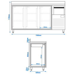 Masa frigorifica pentru bar GGM Gastro BGI206HGA (Inox) Thumb