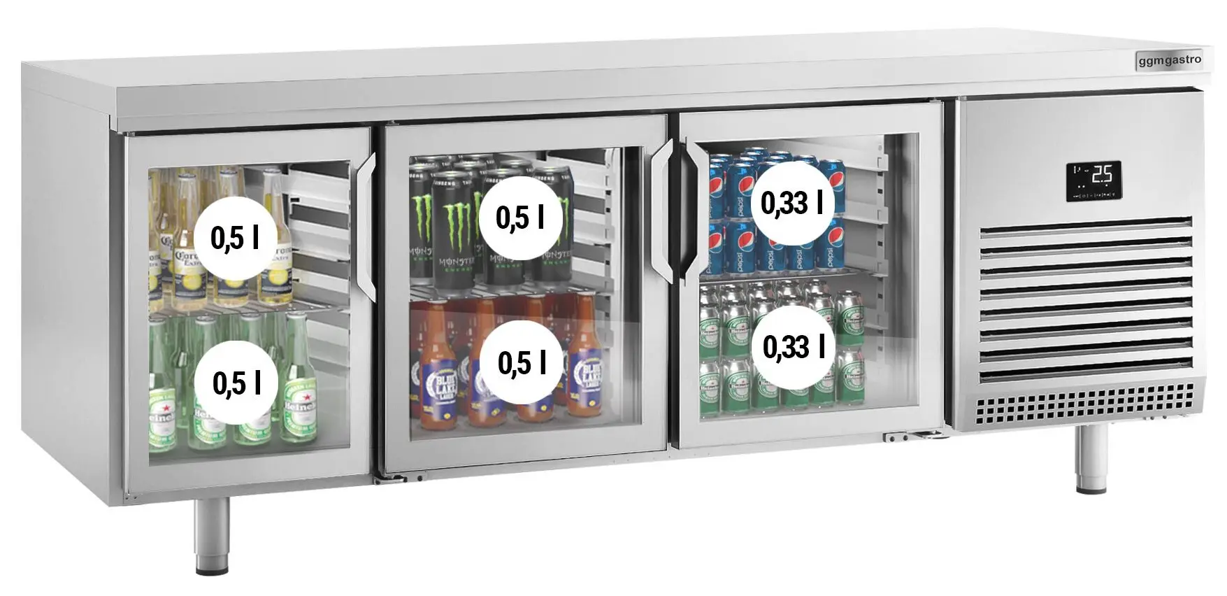 Masa frigorifica pentru bar GGM Gastro BGI228GB (Inox) - 2