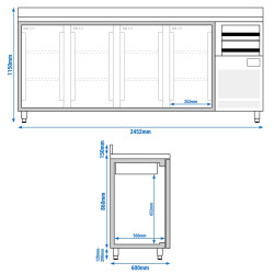 Masa frigorifica pentru bar GGM Gastro BGI256H (Inox) Thumb