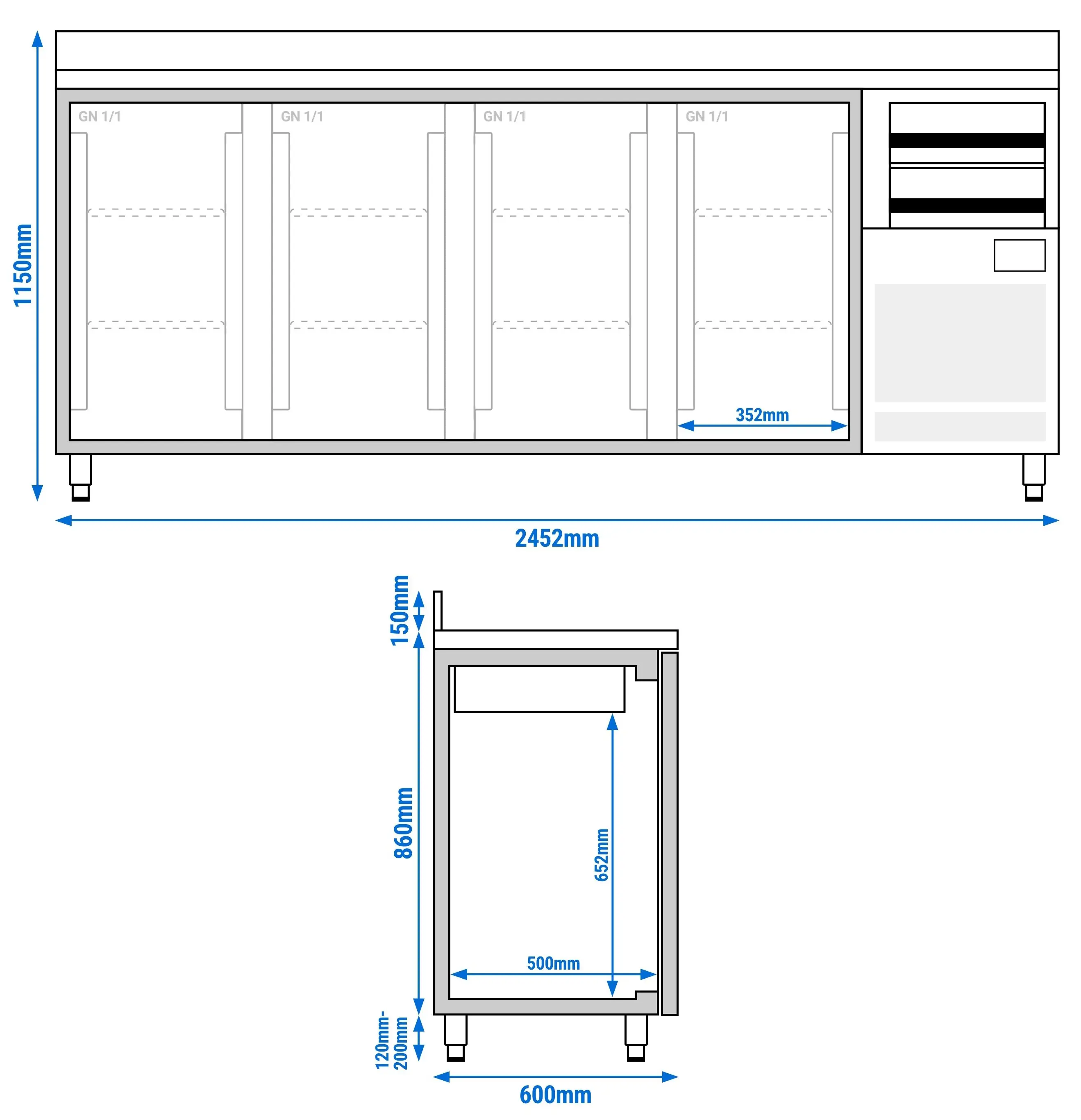 Masa frigorifica pentru bar GGM Gastro BGI256H (Inox) - 6