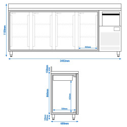 Masa frigorifica pentru bar GGM Gastro BGI256HA (Inox) Thumb