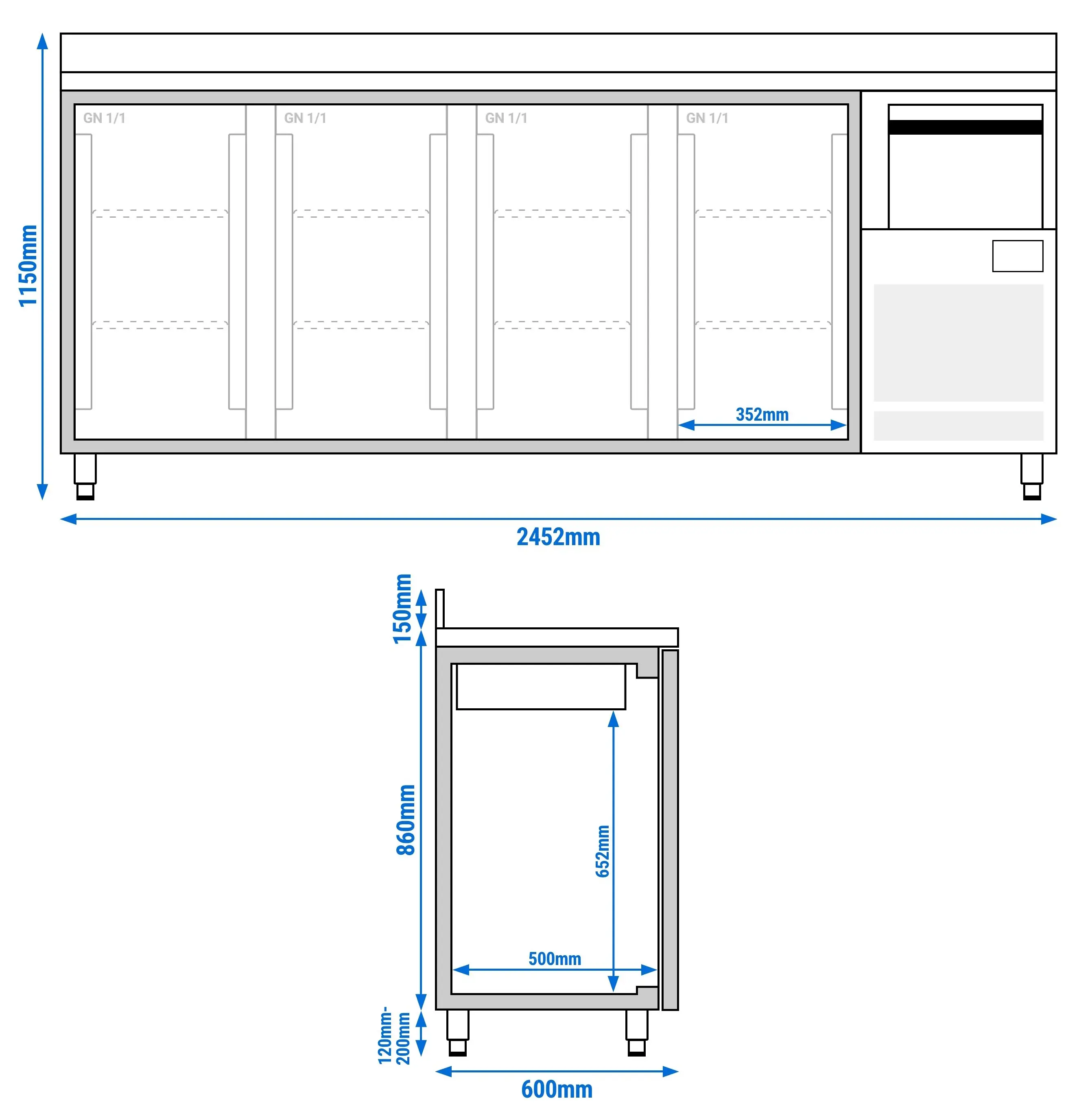 Masa frigorifica pentru bar GGM Gastro BGI256HA (Inox) - 7