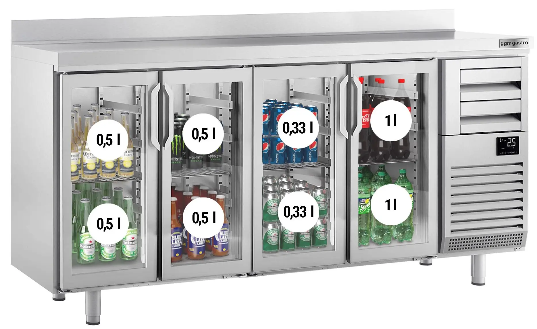 Masa frigorifica pentru bar GGM Gastro BGI256HG (Inox) - 2
