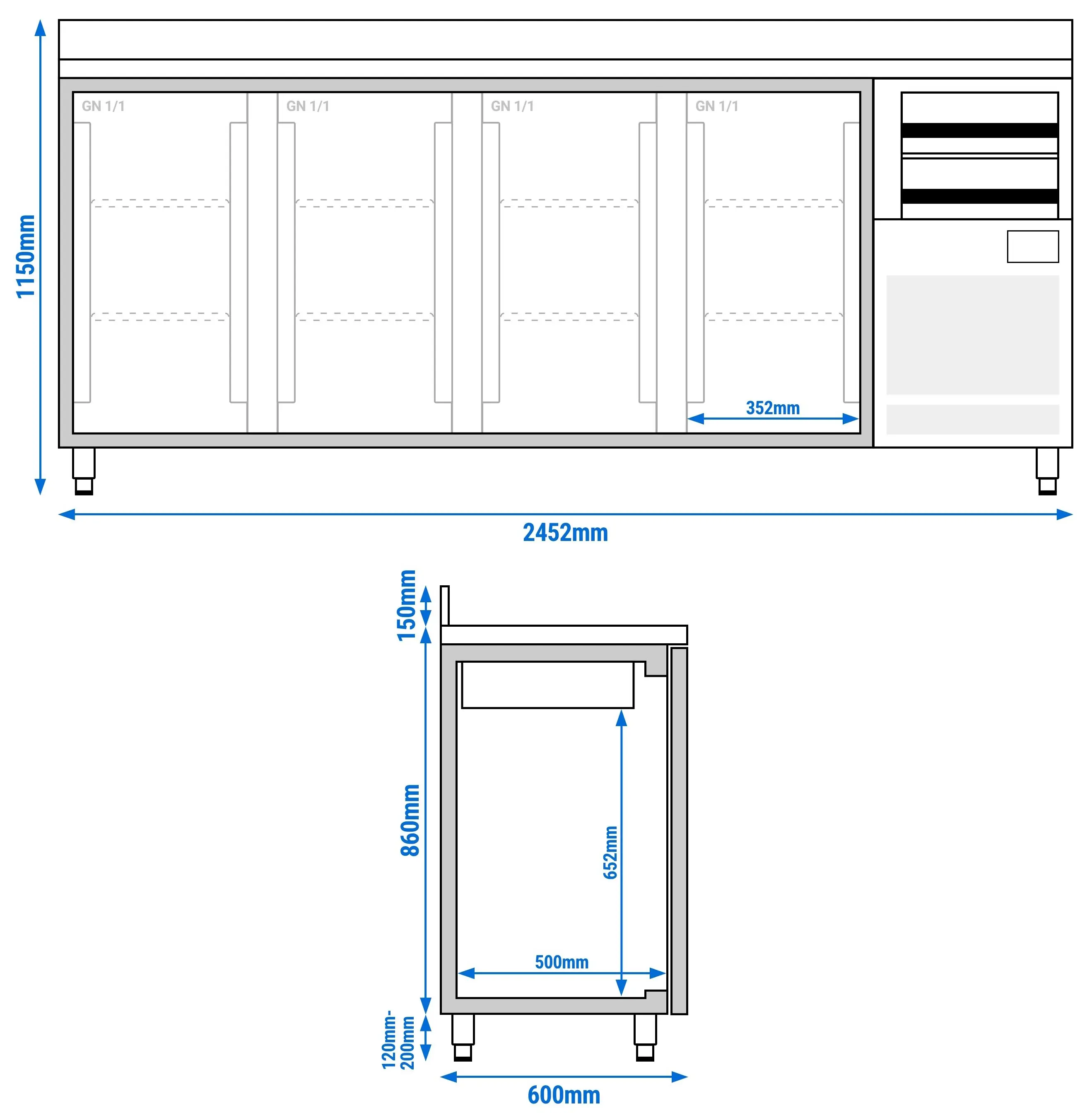 Masa frigorifica pentru bar GGM Gastro BGI256HG (Inox) - 7