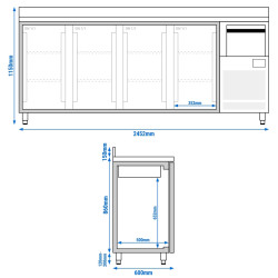 Masa frigorifica pentru bar GGM Gastro BGI256HGA (Inox) Thumb