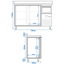 Холодильный барный стол GGM Gastro BGKF156DN#2#GT (Inox) Thumb