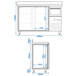Masa frigorifica pentru bar GGM Gastro BGKF156DN (Inox) Thumb