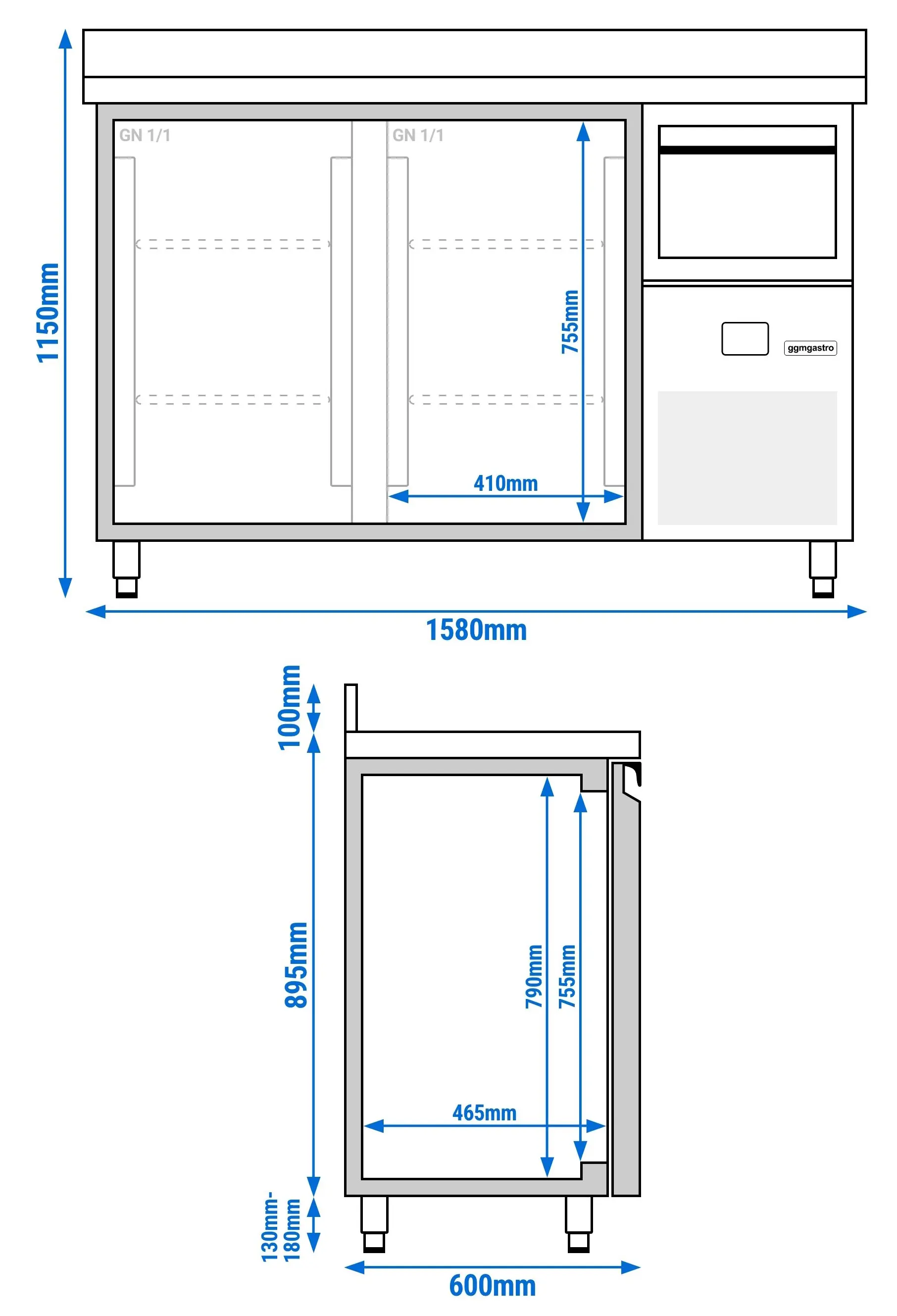 Masa frigorifica pentru bar GGM Gastro BGKF156DN (Inox) - 9
