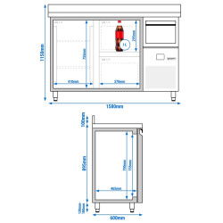 Masa frigorifica pentru bar GGM Gastro BGKF156DN#SBGKF12 (Inox) Thumb