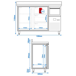 Masa frigorifica pentru bar GGM Gastro BGKF156DN#SBGKF13 (Inox) Thumb