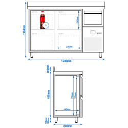 Masa frigorifica pentru bar GGM Gastro BGKF156DN4S (Inox) Thumb