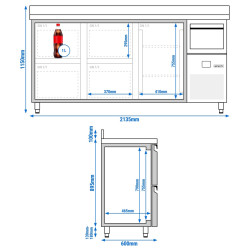 Masa frigorifica pentru bar GGM Gastro BGKF216DN#2#SBGKF12 (Inox) Thumb