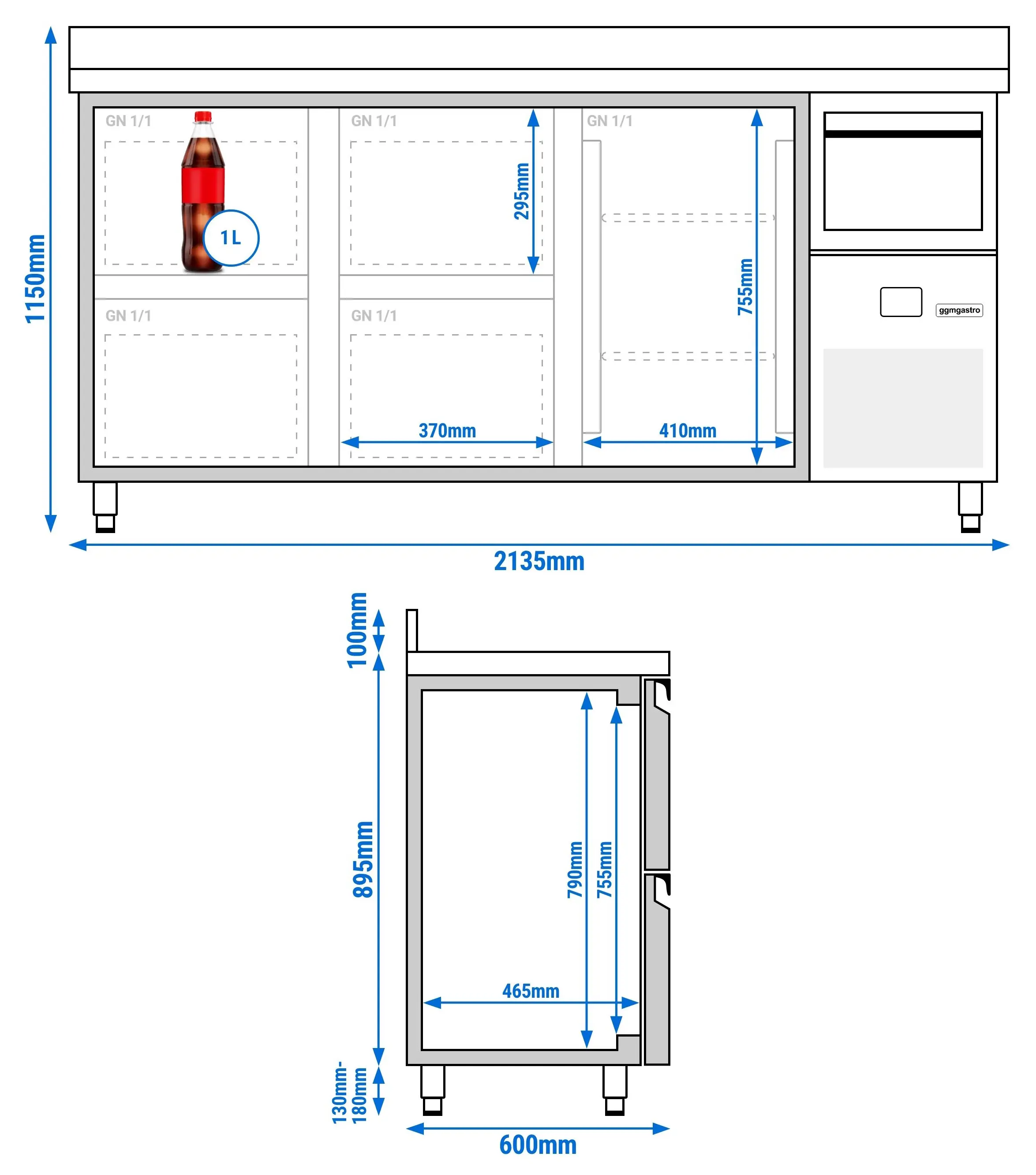 Masa frigorifica pentru bar GGM Gastro BGKF216DN#2#SBGKF12 (Inox) - 8