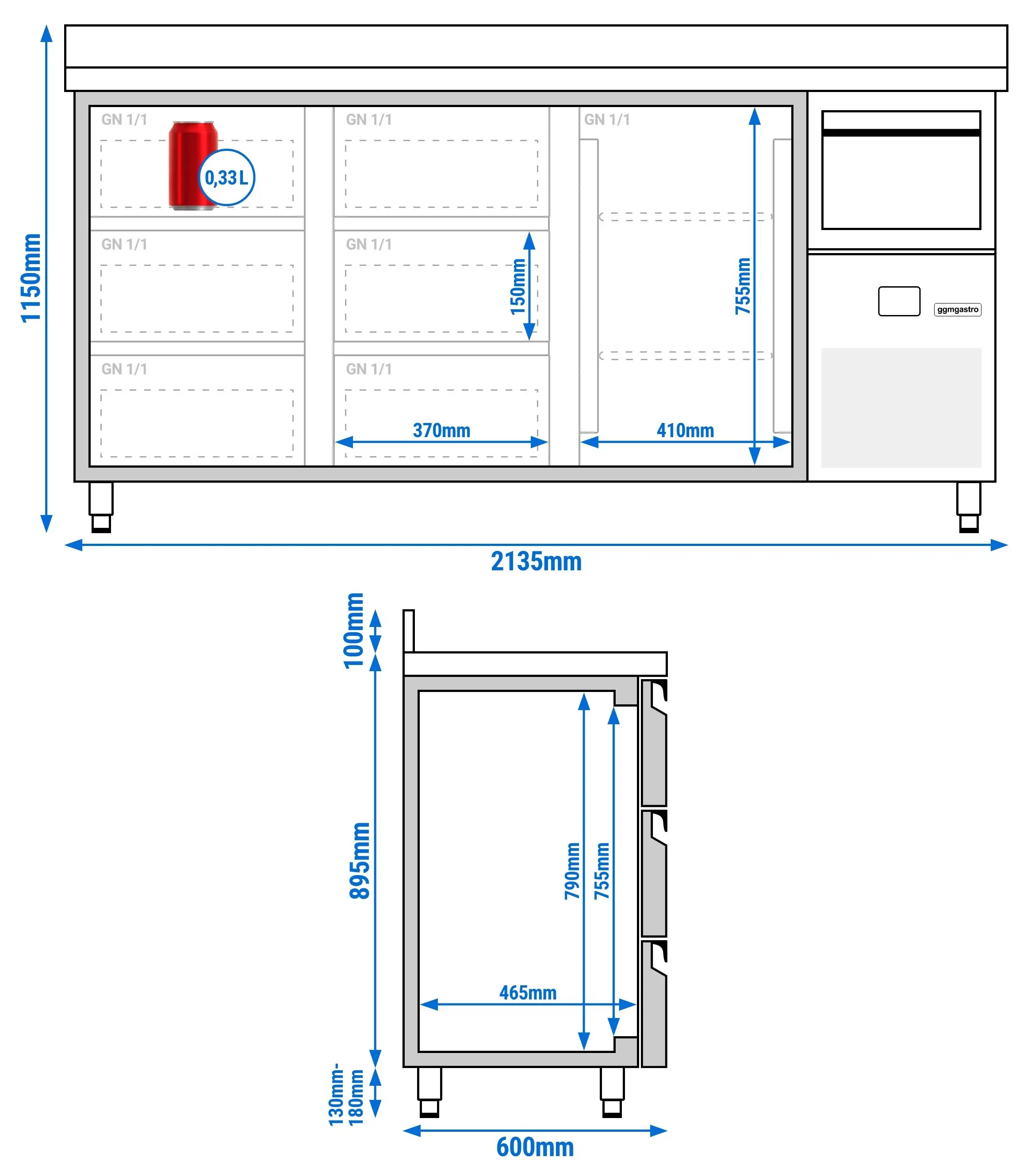 Masa frigorifica pentru bar GGM Gastro BGKF216DN#2#SBGKF13 (Inox) - 8