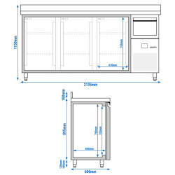 Masa frigorifica pentru bar GGM Gastro BGKF216DN#3#GT (Inox) Thumb
