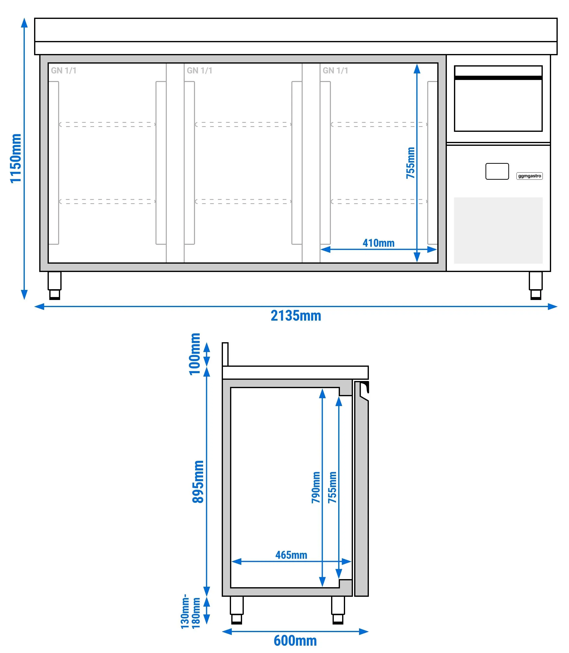 Masa frigorifica pentru bar GGM Gastro BGKF216DN#3#GT (Inox) - 10