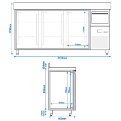 Masa frigorifica pentru bar GGM Gastro BGKF216DN (Inox) Thumb