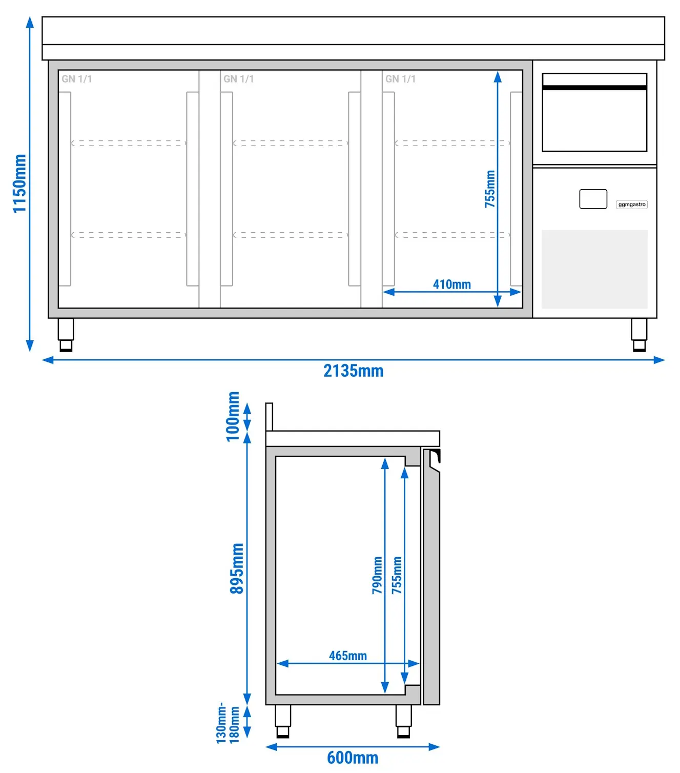 Masa frigorifica pentru bar GGM Gastro BGKF216DN (Inox) - 9