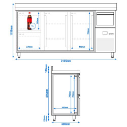 Masa frigorifica pentru bar GGM Gastro BGKF216DN#SBGKF12 (Inox) Thumb