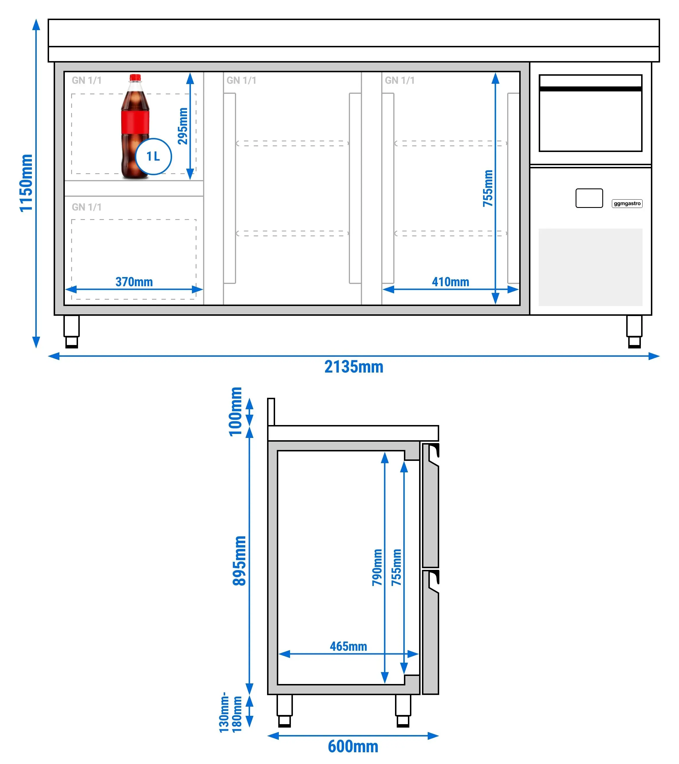 Masa frigorifica pentru bar GGM Gastro BGKF216DN#SBGKF12 (Inox) - 9