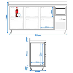Masa frigorifica pentru bar GGM Gastro BGKF216DN6S (Inox) Thumb