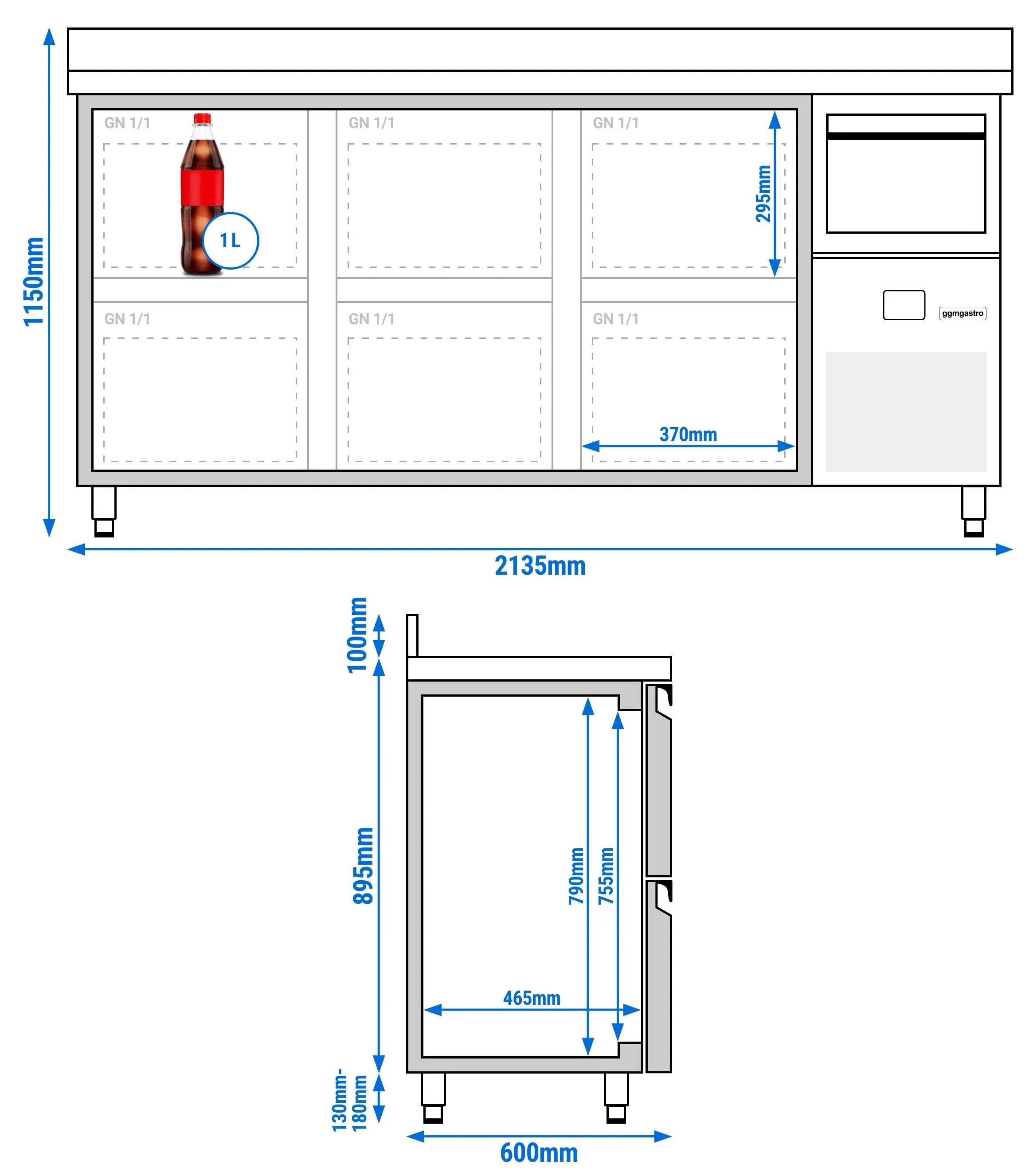 Masa frigorifica pentru bar GGM Gastro BGKF216DN6S (Inox) - 8