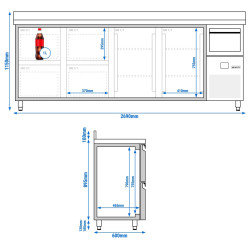 Masa frigorifica pentru bar GGM Gastro BGKF266DN#2#SBGKF12 (Inox) Thumb