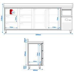 Masa frigorifica pentru bar GGM Gastro BGKF266DN#2#SBGKF13 (Inox) Thumb